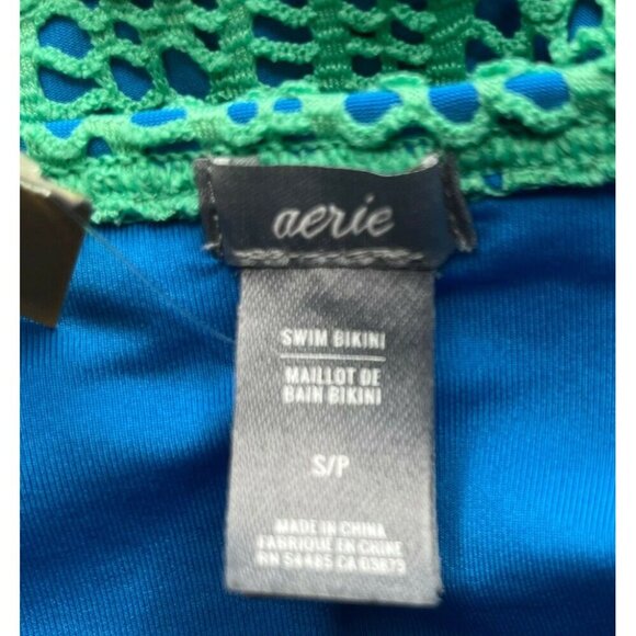 Aerie American Eagle Swim Suit Bottoms Bikini Womens Small Green Blue New Lace - Picture 5 of 9